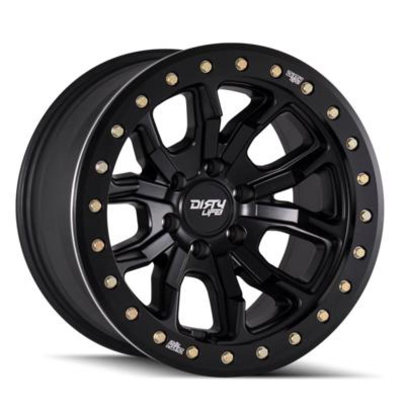 Dirty Life 9303 DT-1 17x9 / 6x139.7 BP / -12mm Offset / 106mm Hub Matte Black Wheel - Beadlock 9303-7983MB12