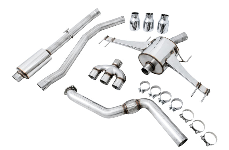 AWE Tuning 2017+ Honda Civic Type R Touring Edition Exhaust w/Front & Mid Pipes - Chrome Silver Tips 3015-42666 3015-42666 Photo - out of package