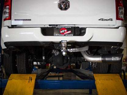aFe LARGE BORE HD 5in 409-SS DPF-Back Exhaust w/Pol Tip 19-20 Ram Diesel Trucks L6-6.7L (td) 49-42078-P 49-42078-P Photo - Mounted