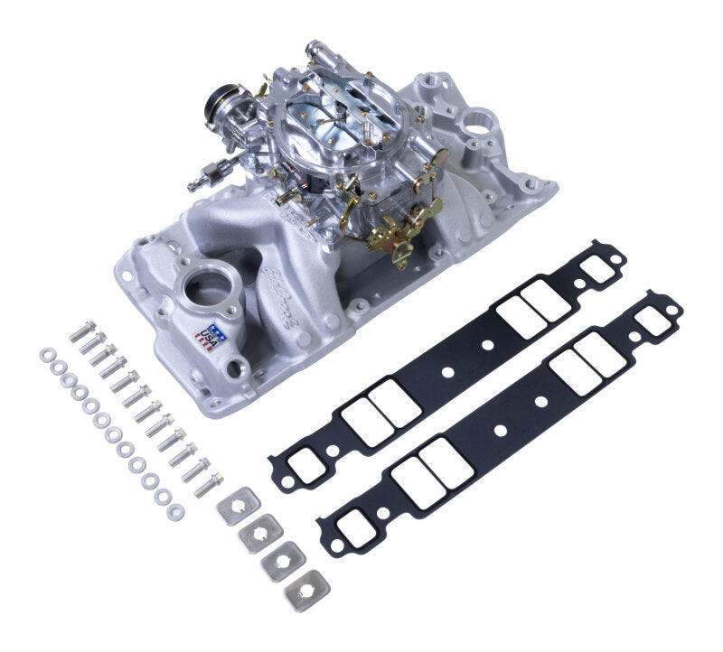 Edelbrock Manifold & Carb Kit, Performer RPM, Air-Gap, SBC, 1957-1986, Natural 2004 Photo - Primary