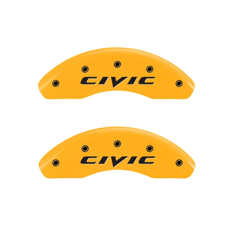 MGP Front set 2 Caliper Covers Engraved Front 2015/Civic Yellow finish black ch 20212FCIVYL 20212FCIVYL Photo - Primary