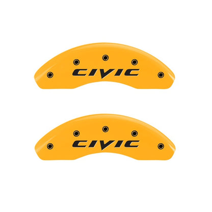 MGP Front set 2 Caliper Covers Engraved Front 2015/Civic Yellow finish black ch 20212FCIVYL 20212FCIVYL Photo - Primary