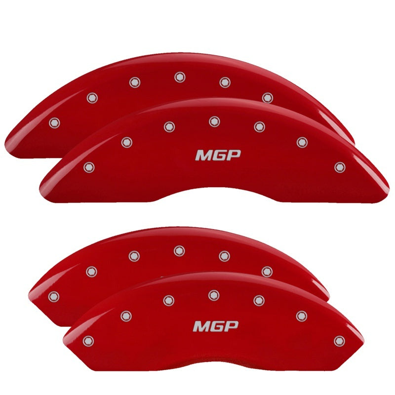 MGP 4 Caliper Covers Engraved Front & Rear MGP Red finish silver ch 14008SMGPRD 14008SMGPRD Photo - Primary