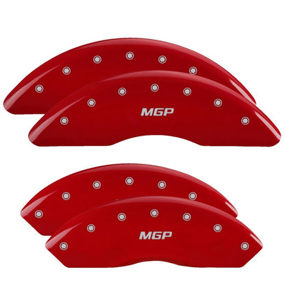 MGP 4 Caliper Covers Engraved Front & Rear MGP Red finish silver ch 14008SMGPRD 14008SMGPRD Photo - Primary
