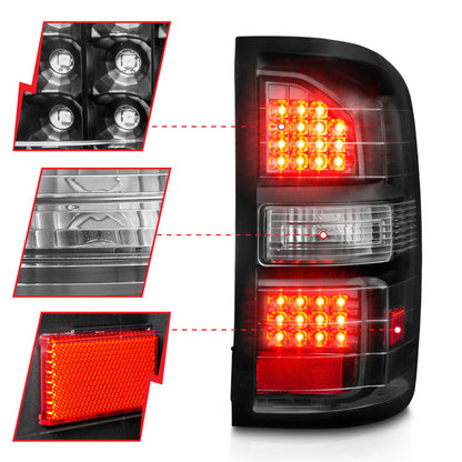 ANZO 2014-2018 GMC Sierra LED Tail Lights Black Housing Clear Lens 311397 311397 Photo - Unmounted