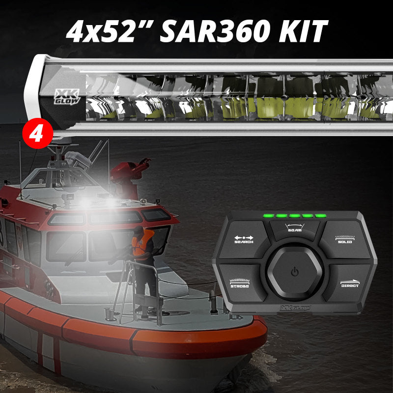 XKGLOW XK Glow SAR360 Light Bar Kit Emergency Search and Rescue Light System White (4) 52In XK-SAR360-3333W XK-SAR360-3333W User 1