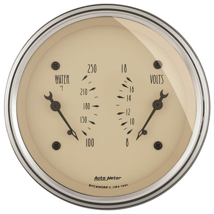 AutoMeter Gauge Dual Wtmp & Volt 3-3/8in. 250 Deg. F & 18V Elec Antq Beige 1830 1830 Photo - Primary