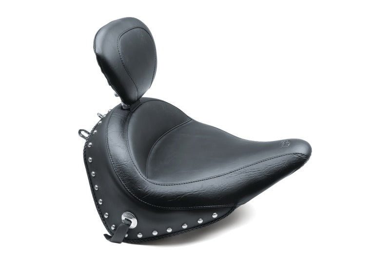 Mustang Motorcycle Mustang 00-15 Harley Softail Std Rear Tire Wide Touring Solo Seat w/Driver Backrest Studs- Black 79915 79915 Photo - Primary