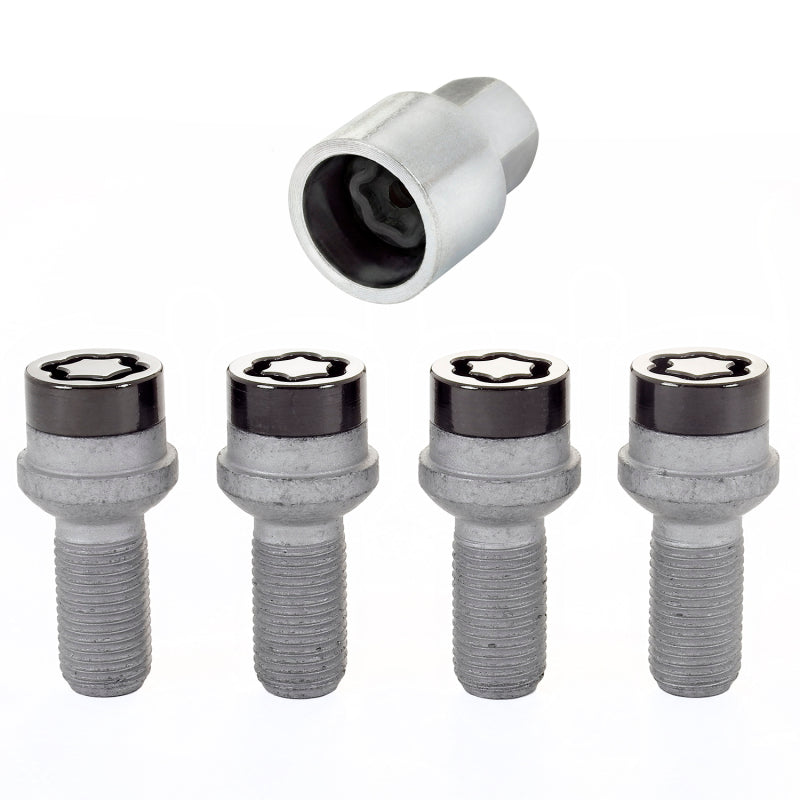 McGard Wheel Lock Bolt Set - 4pk. (Radius Seat) M14X1.5 / 17mm Hex / 27.0mm Shank Length - Black 28374 28374 Photo - out of package