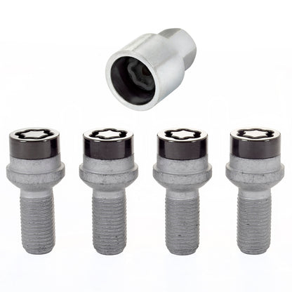 McGard Wheel Lock Bolt Set - 4pk. (Radius Seat) M14X1.5 / 17mm Hex / 27.0mm Shank Length - Black 28374 28374 Photo - out of package