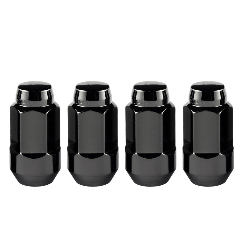 McGard Hex Lug Nut (Cone Seat Bulge Style) M14X1.5 / 22mm Hex / 1.945in. Length (4-Pack) - Black 64034 64034 Photo - Primary