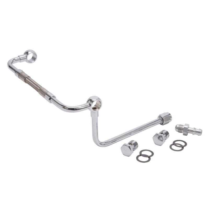 Edelbrock Chrome Dual-Feed Line Kit With No Fuel Filter & 3/8" Barbed End Inlet 8132 Photo - Primary
