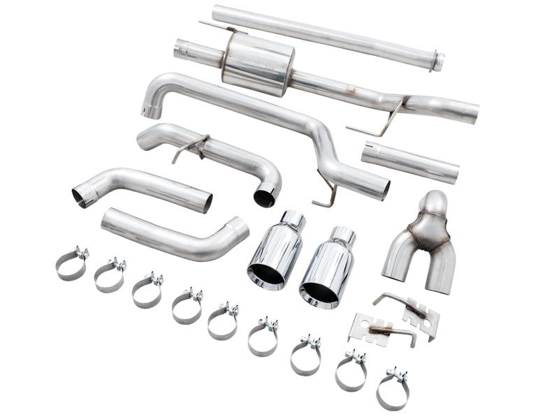 AWE Tuning AWE 0FG 21+ Ford F150 Dual Split Rear Exhaust - 5in Chrome Silver Tips 3015-32105 3015-32105 Photo - out of package