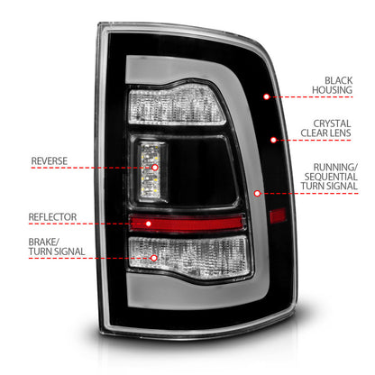 ANZO 09-18 Dodge Ram 1500 Sequential LED Taillights Black w/Switchback Amber Signal 311471 311471 User 3