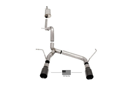 Corsa 07-18 Jeep Wrangler JKU 3.6L/3.8L 2.75in Sport Cat-Back Exhaust w/ 4in American Flag  BlacTips 21122BLKUSA 21122BLKUSA Photo - Primary