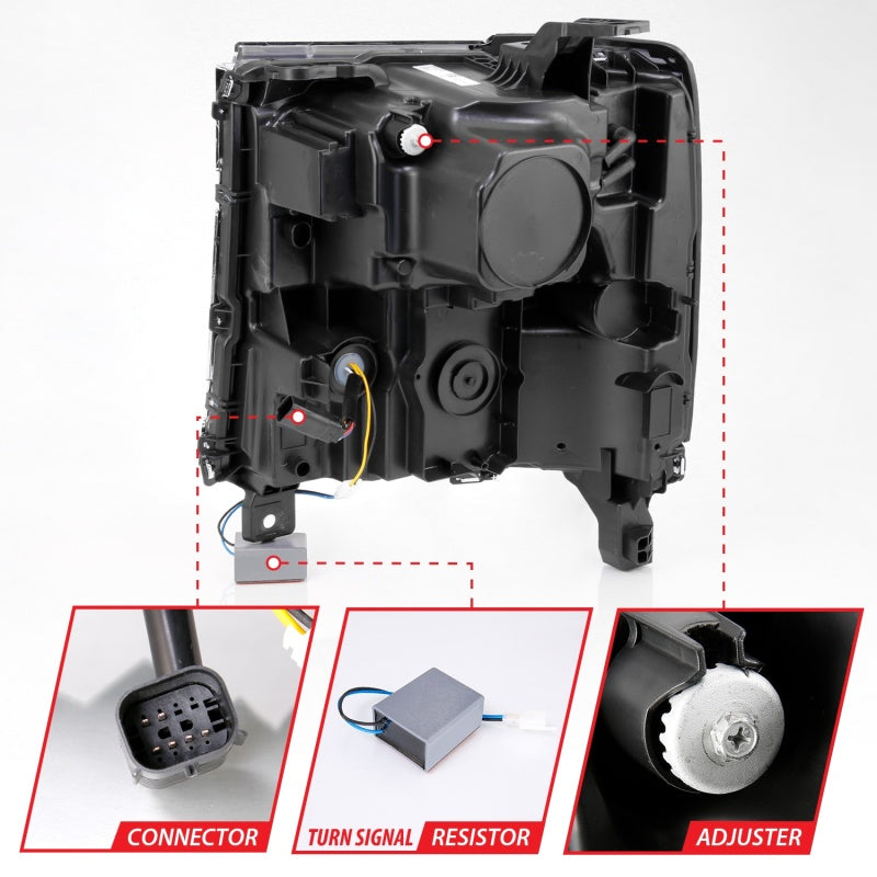 ANZO 16-18 Chevrolet Silverado 1500 LED Projector Headlights w/Plank Style Switchback Chrome w/Amber 111421 111421 Photo - Unmounted