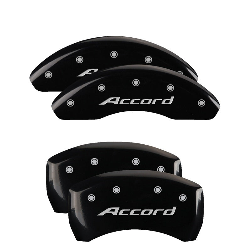 MGP 4 Caliper Covers Engraved Front Accord Rear Accord Black Finish Silver Char 2018 Honda Accord 20224SACCBK 20224SACCBK Photo - Primary