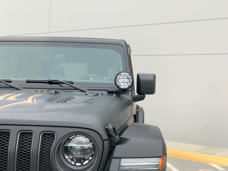 KC HiLiTES Jeep JL/JT A-Pillar Mount Light Kit w/Apollo Pro Halogen Lights 100w Spot Beam - Black 97113 97113 Photo - Mounted