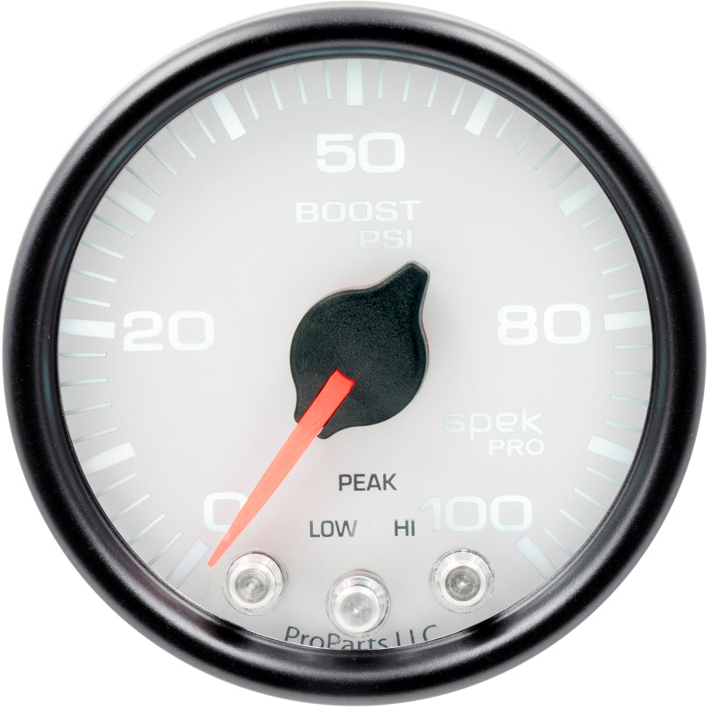 Autometer Spek-Pro Gauge Boost 2 1/16in 100psi Stepper Motor W/Peak & Warn Wht/Blk P30512 P30512 User 2