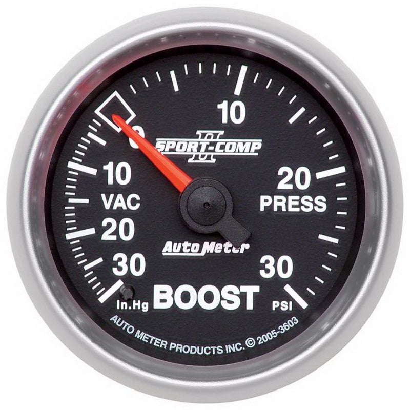 Autometer Gauge, Vac/Boost, 2 1/16", 30Inhg-30Psi, Mechanical, Sport-Comp II 3603 Photo - Primary