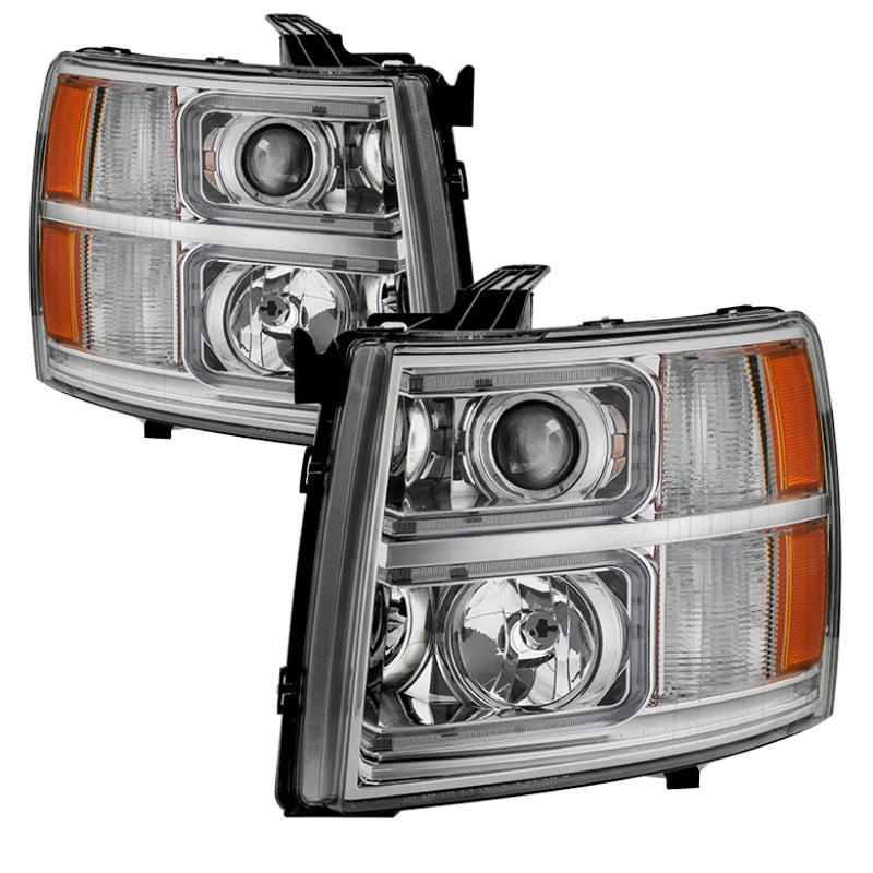 SPYDER Xtune Chevy Silverado 1500/2500/3500 07-13 Halo Projector Headlights Chrome PRO-JH-CS07-LED-C 9027802 9027802 Photo - Primary