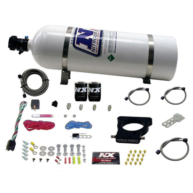 Nitrous Express GM LS 78mm 3-Bolt Nitrous Plate Kit (50-350HP) w/15lb Bottle 20935-15 20935-15 Photo - Primary