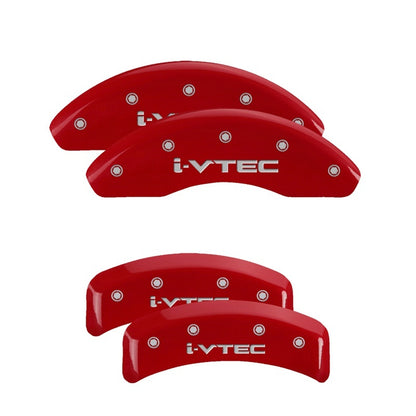 MGP 4 Caliper Covers Engraved Front & Rear i-Vtec Red finish silver ch 20130SIVTRD 20130SIVTRD Photo - Primary