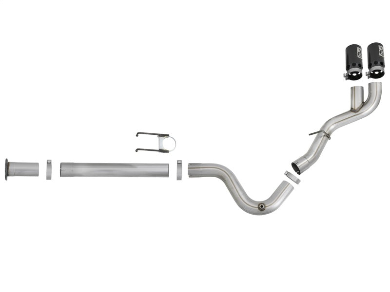 aFe Rebel XD 4in SS DPF-Back Exhaust 17-18 FOrd Diesel Trucks V8-6.7L (td) w/ Dual Black Tips 49-43102-B 49-43102-B Photo - Unmounted
