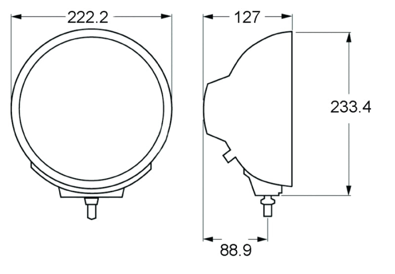 Hella Rallye 4000 Series Chrome Euro Beam 12V Halogen Lamp with Position Lamp H12560041 H12560041 Technical Drawing
