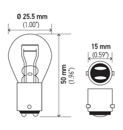 Hella BULB 1176 12V 17/8W BA15d S8 - Min Qty 10 (211656641) 1176 1176 Technical Drawing