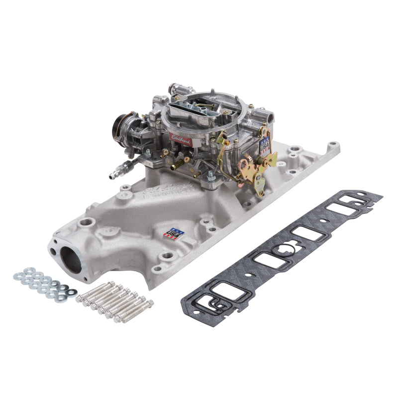 Edelbrock Manifold and Carb Kit, Performer, Small Block Ford, 289-302 2031 Photo - out of package