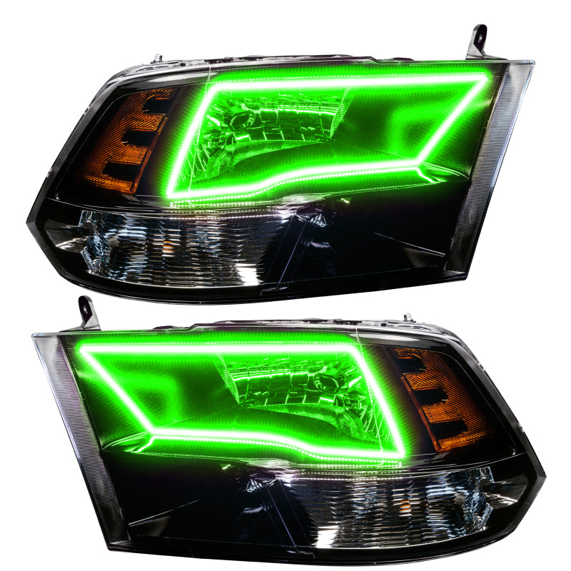ORACLE Lighting Oracle 09-17 RAM 1500 TRX Quad Pre-Assembled Headlights Black Housing - ColorSHIFT w/ 2.0 Controller 7121-333 7121-333 Photo - Mounted