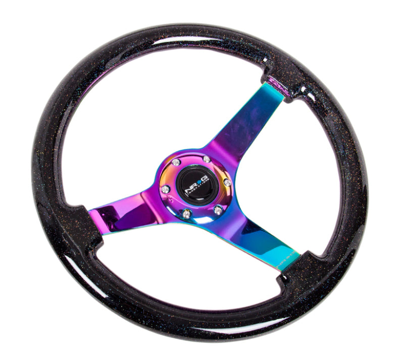 NRG Reinforced Steering Wheel - Classic Black Sparkled Wood Grain Wheel RST-036BSB-MC Photo - Primary