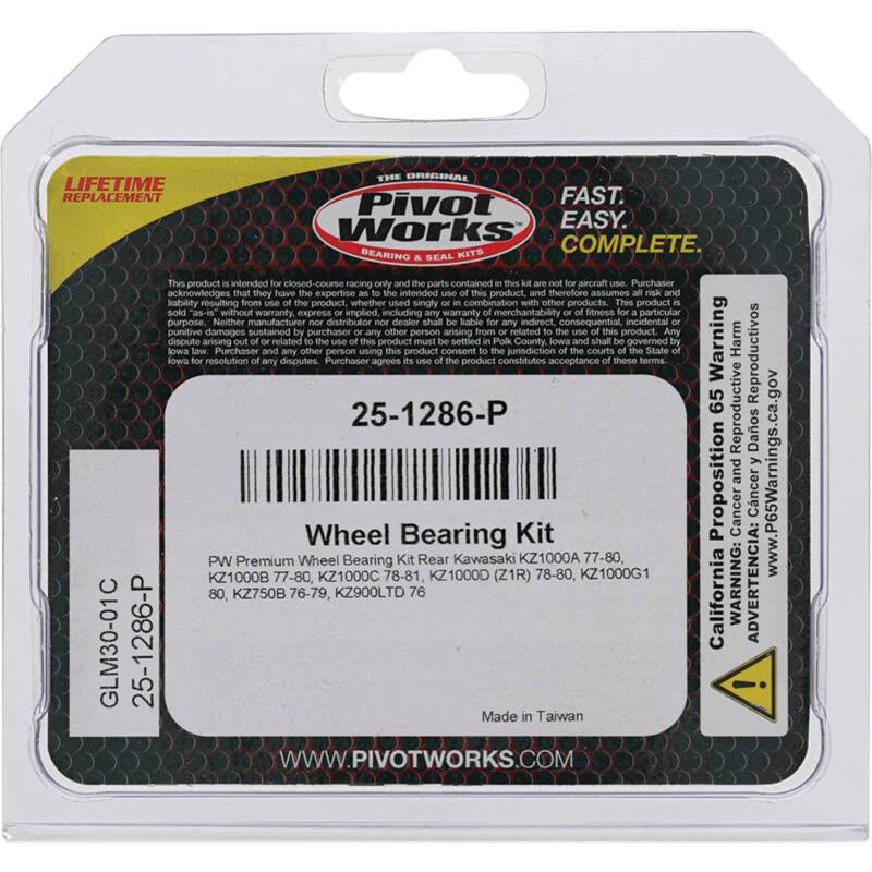 Pivot Works Kawasaki Wheel Bearing Kit Premium Bearings 25-1286-P 25-1286-P Photo - Primary