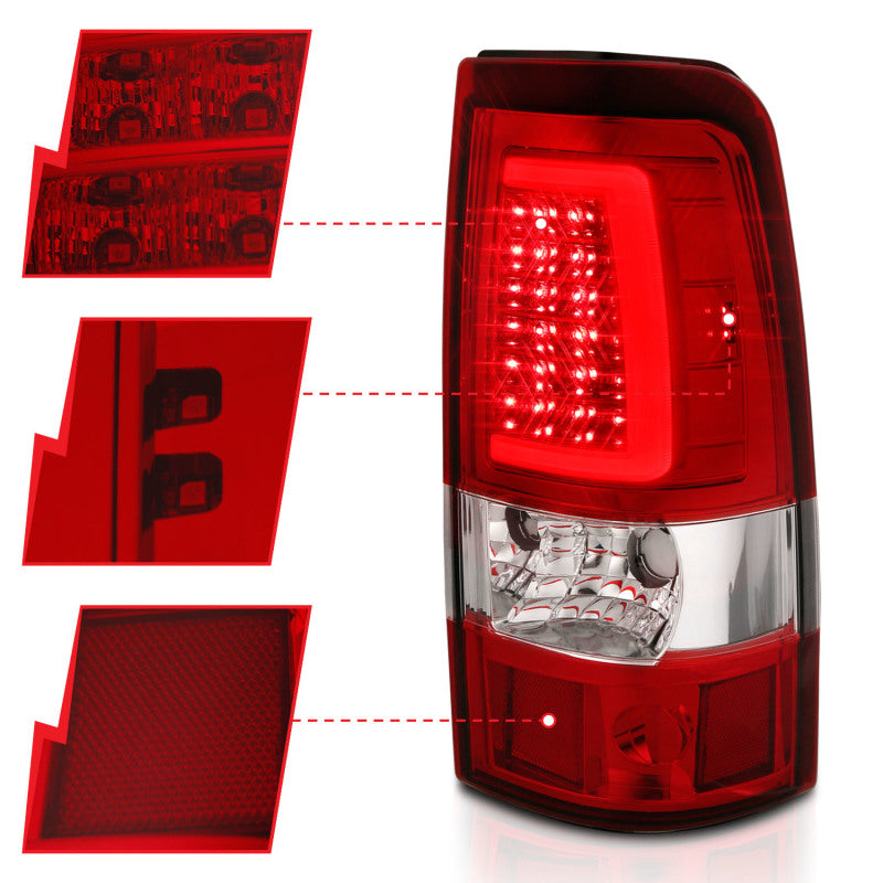 ANZO 2003-2006 Chevy Silverado 1500 LED Taillights Plank Style Chrome With Red/Clear Lens 311335 311335 Photo - Unmounted
