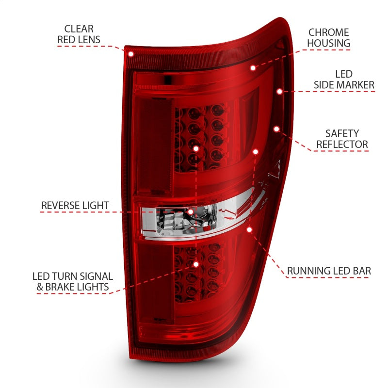 Anzo 2009-2013 Ford F-150 LED Taillights Red/Clear 311260 Photo - Unmounted