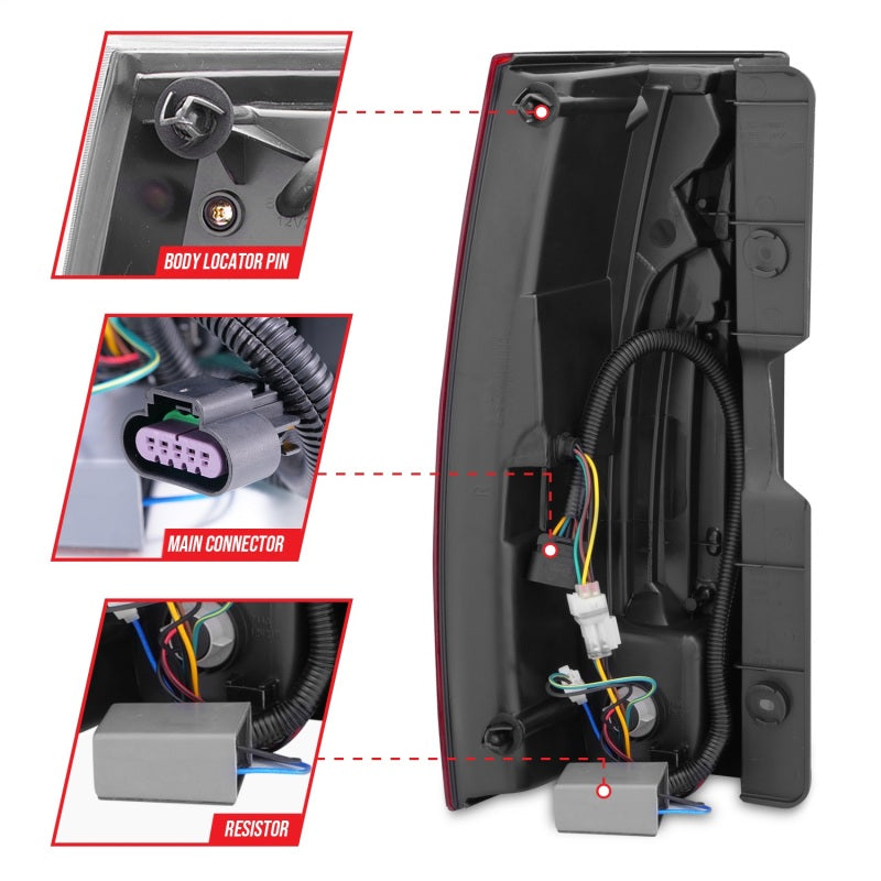Anzo 2007-2014 Chevrolet Suburban LED Taillights Red/Clear - Escalade Look 311190 Photo - Unmounted