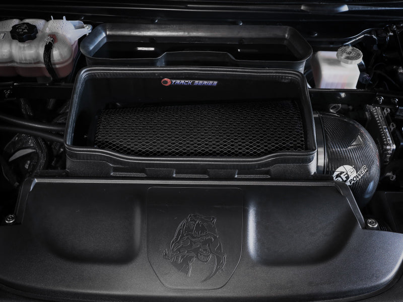 aFe 21-23 RAM 1500 TRX Track Series Carbon Fiber Cold Air Intake System w/ Pro 5R Filter 57-10022K 57-10022K Photo - Mounted