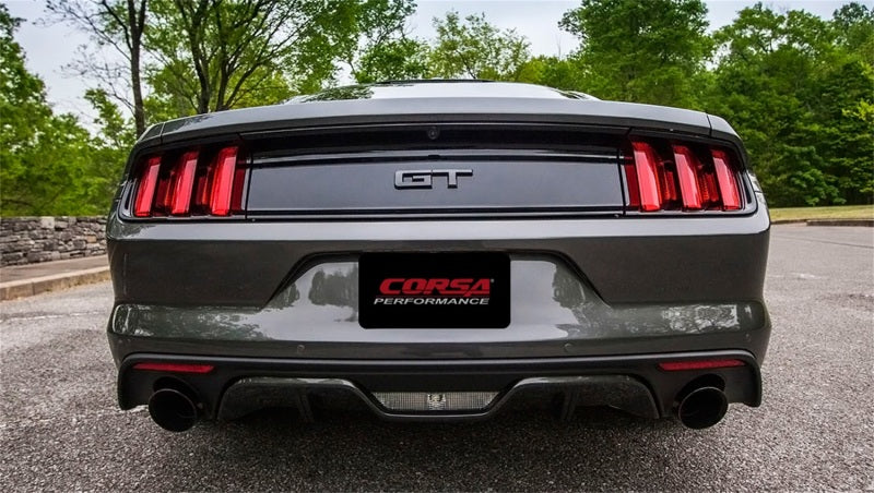 Corsa Performance 2015 Ford Mustang GT 5.0 3in Axle Back Exhaust Black Dual Tips 14329BLK Photo - Mounted