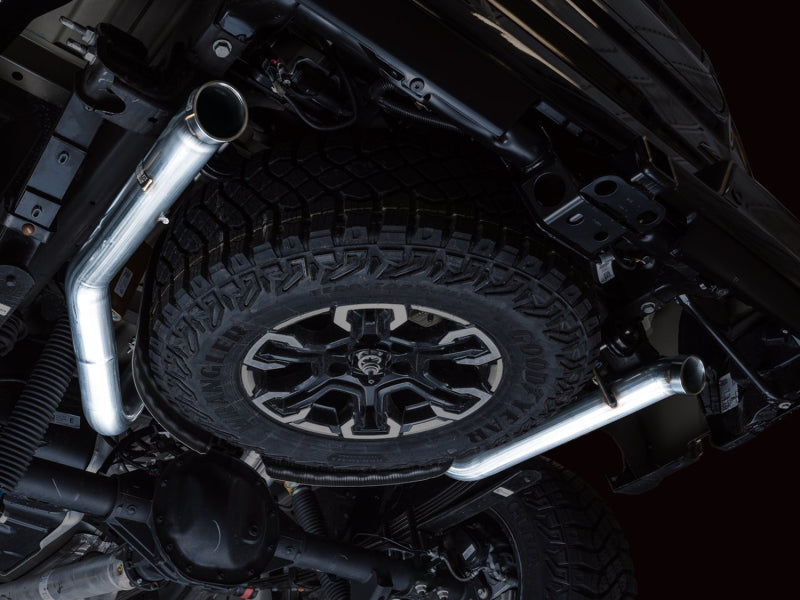 AWE Tuning 22-23 GMC Sierra 1500 AT4X 6.2L 0FG Catback Split Dual (Flat Bumper) - Bashguard(No Tips) 3015-31972 3015-31972 Photo - Mounted