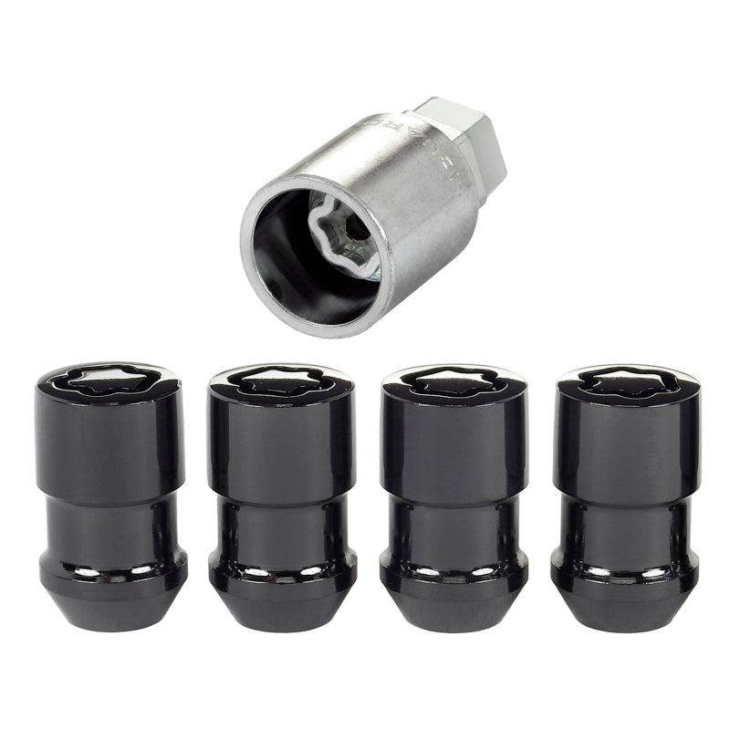 McGard Wheel Lock Nut Set - 4pk. (Cone Seat) 1/2-20 / 3/4 & 13/16 Dual Hex / 1.46in. Length - Black 24038 24038 Photo - out of package