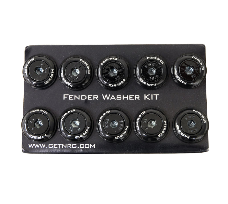 NRG Fender Washer Kit, Set of 10, Black w/ Color Matched Bolts, Rivets FW-150BK Photo - Primary