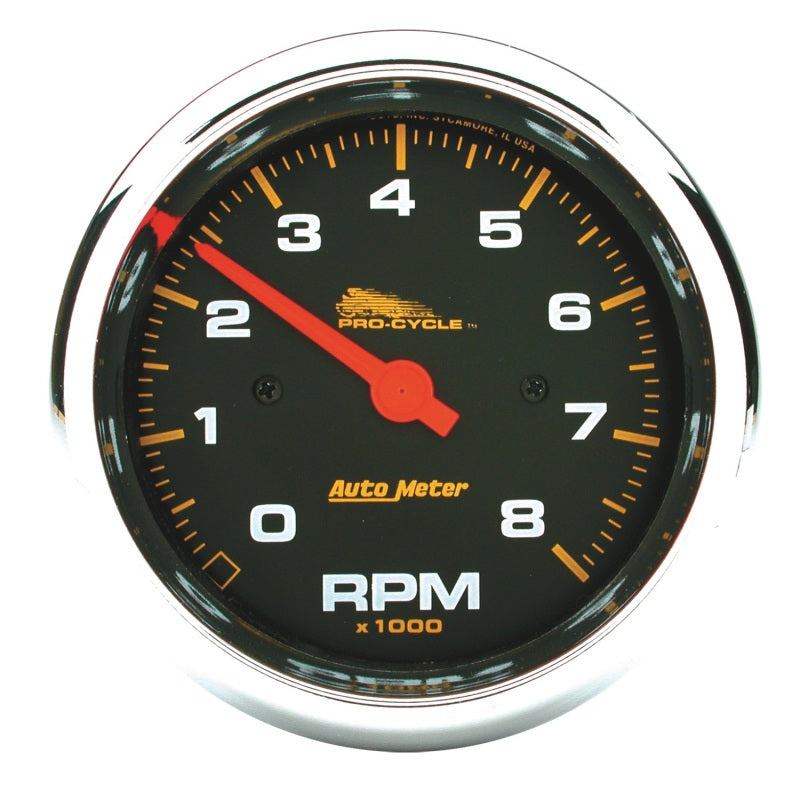 Autometer Pro-Cycle Gauge Tach 3 3/4in 8K Rpm 2&4 Cylinder Black 19300 19300 Photo - Primary