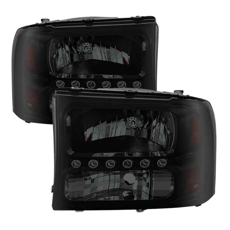 SPYDER Xtune Ford F250 F350 Super Duty 99-04 1Pc Headlights w/ LED Black Smoked HD-JH-FF25099-LED-BSM 9030215 9030215 Photo - Primary