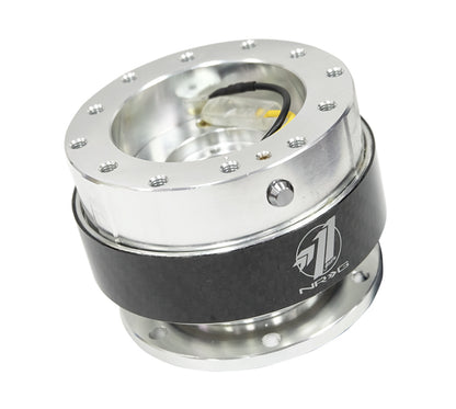 NRG Quick Release Kit Gen 1.5 Silver/Black Carbon Fiber SRK-100CF Photo - Primary