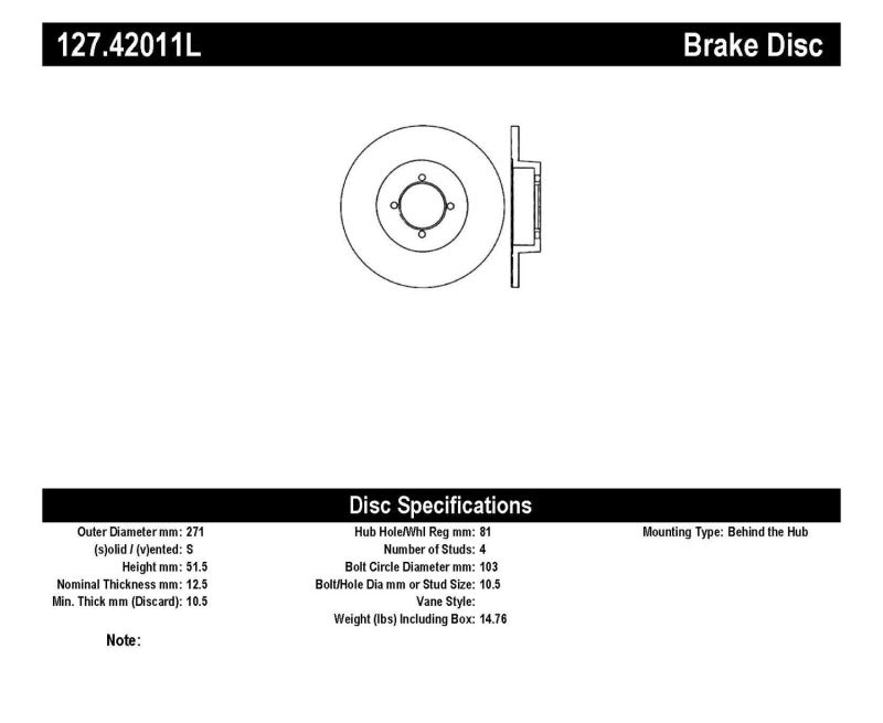 StopTech Sport Drilled/Slotted Brake Rotor; Front Left 127.42011L Catalog