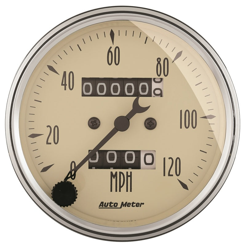 Autometer Gauge, Speedometer, 3 1/8", 120mph, Mechanical, Antique Beige 1896 Photo - Primary