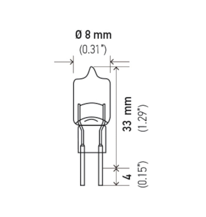 Hella Bulb 12V 20W G4 T3 JC20 JC20 Technical Drawing