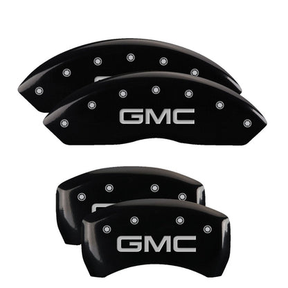 MGP 4 Caliper Covers Engraved Front & Rear GMC Black finish silver ch 34209SGMCBK 34209SGMCBK Photo - Primary