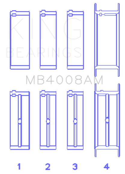 King Engine Bearings King Nissan VG20E/VG20DET V6 (Size 0.25) Main Bearing Set MB4008AM0.25 MB4008AM0.25 Photo - Primary